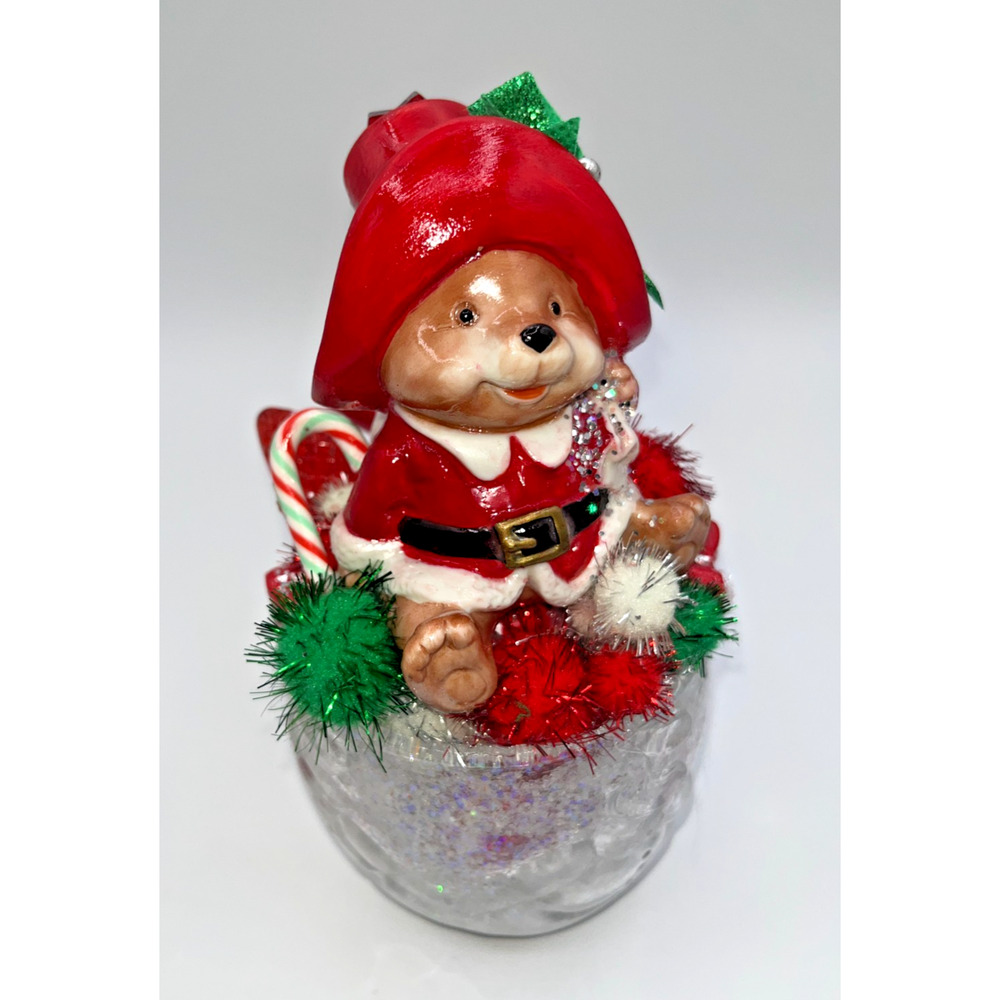 Vintage Christmas Candy Cane Santa Bear Santa Paws here,I've got the stash! OOAK - Picture 12 of 16